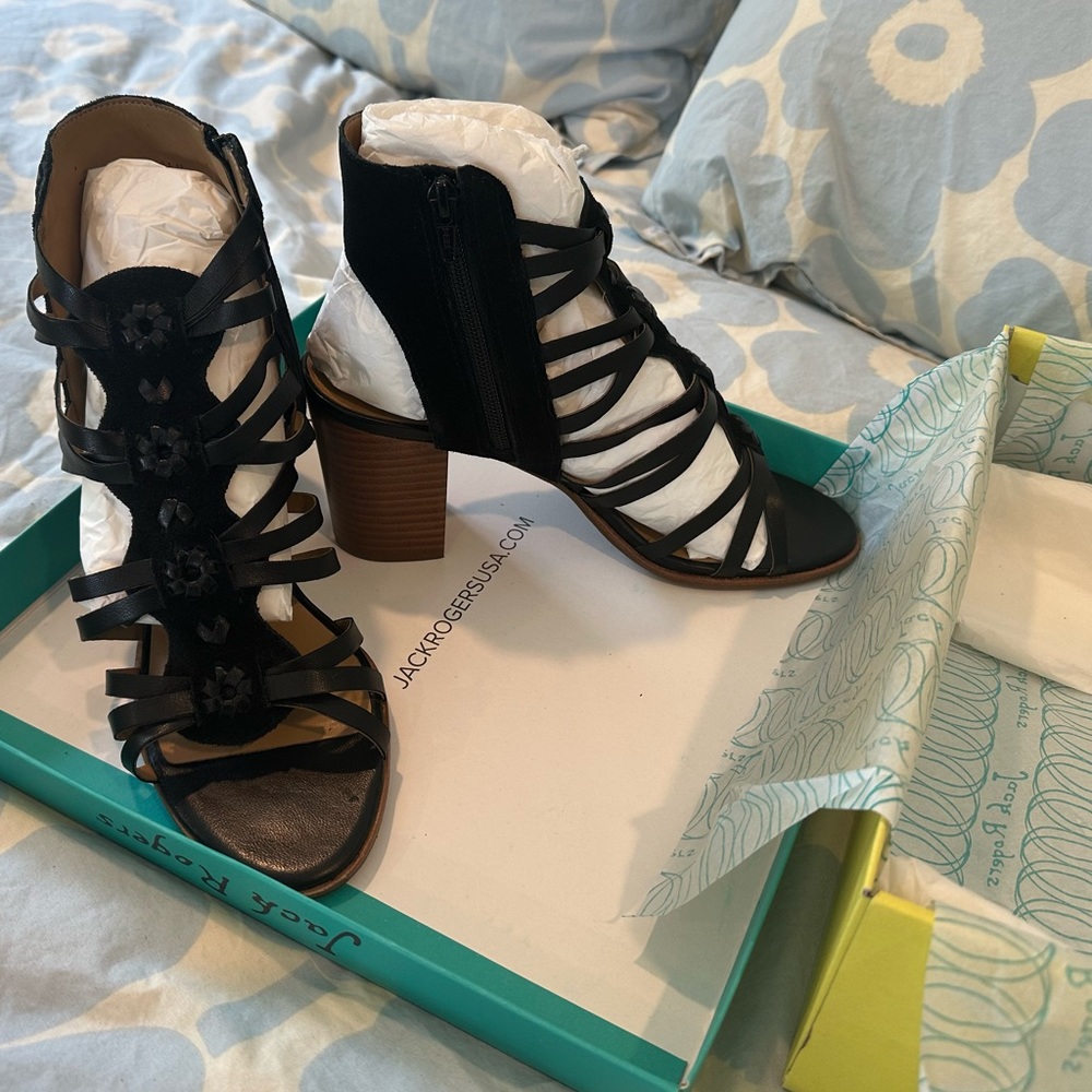 Jack Rogers Hadley suede/leather ankle bootie sandals size 10 new in box